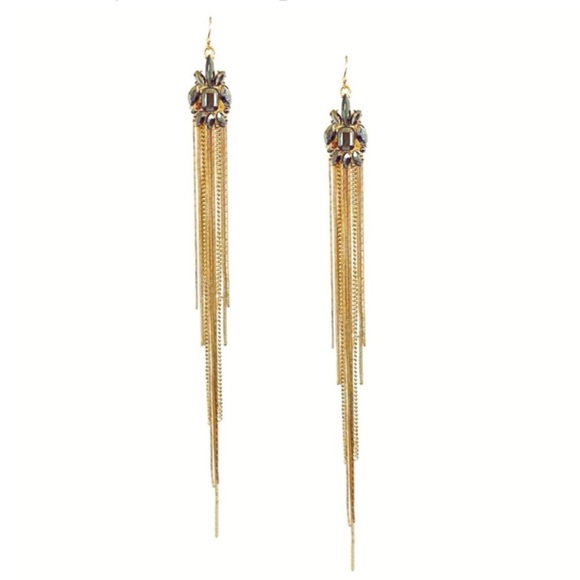 Vintage Jewelry - VINTAGE• Antique Gold Pyrite Crystal Tassel Earrings